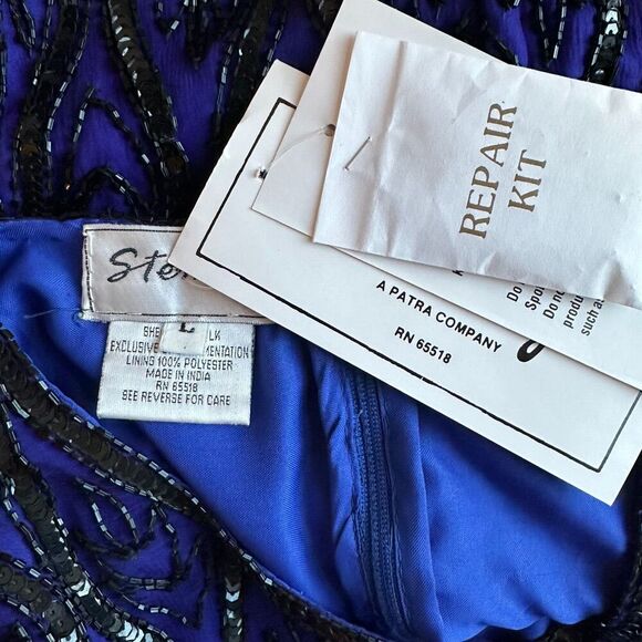 Vintage Sténay 100% Silk Beaded Sequin Top | Size L | Art Deco 80s Party Glam - Picture 5 of 8